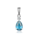 9ct White Gold London Blue Topaz Diamond Pear Shape Pendant