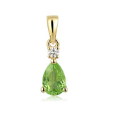 9ct Yellow Gold Peridot Diamond Pear Shape Pendant