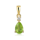 9ct Yellow Gold Peridot Diamond Pear Shape Pendant