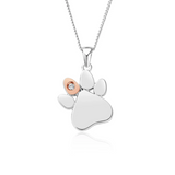 Clogau Gold Sterling Silver Paw Prints Birthstone Pendant