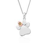 Clogau Gold Sterling Silver Paw Prints Birthstone Pendant