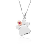 Clogau Gold Sterling Silver Paw Prints Birthstone Pendant