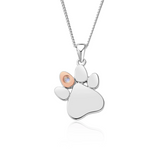 Clogau Gold Sterling Silver Paw Prints Birthstone Pendant