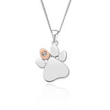 Clogau Gold Sterling Silver Paw Prints Birthstone Pendant