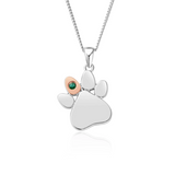 Clogau Gold Sterling Silver Paw Prints Birthstone Pendant