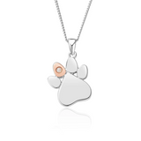 Clogau Gold Sterling Silver Paw Prints Birthstone Pendant