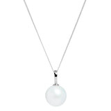 9ct White Gold Large White Nucleated Pearl Pendant 14-15mm