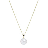 9ct Yellow Gold White River Pearl Round Shape Pendant 10-10.5mm