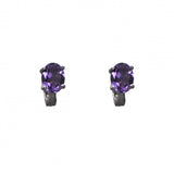 Vintage Design Sterling Silver Amethyst Lever Back Earrings