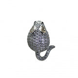 Vintage Design Sterling Silver CZ Mouse Brooch