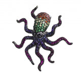 Vintage Design Sterling Silver Rainbow Octopus Brooch