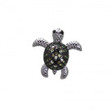 Sterling Silver Tiny Turtle Enamel CZ Pendant