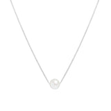 9ct White Gold River Pearl Single Slider Necklace 7mm