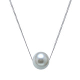 9ct White Gold Grey River Pearl Single Slider Necklace 9mm