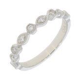 Vintage Design Platinum Diamond Marquise Hexagonal Beaded Band Ring 0.15ct
