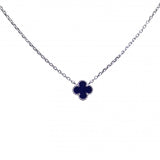 Vintage Design Sterling Silver Lapis Lazuli Flower Necklace 18"