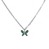 Vintage Design Sterling Silver Green Emerald CZ Butterfly Necklace