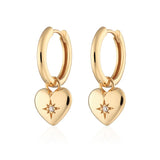 Scream Pretty Puffed Heart Charm Hoop Earrings Gold Plated