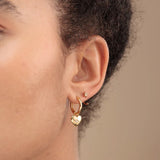 Scream Pretty Puffed Heart Charm Hoop Earrings Gold Plated