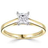 18ct Yellow Gold Diamond Solitaire Square Princess Cut Ring 0.53ct