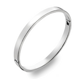 Sterling Silver Oval Flat Profile Hinged Bangle