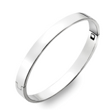 Sterling Silver Oval Flat Profile Hinged Bangle