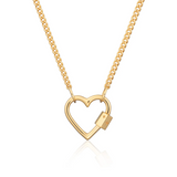 Scream Pretty Heart Carabiner Gold Curb Chain Necklace