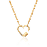 Scream Pretty Heart Carabiner Gold Curb Chain Necklace