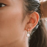 Scream Pretty Pearl Turquoise Charm Hoop Earrings Gold Plated