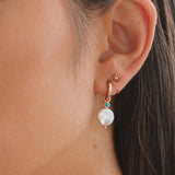 Scream Pretty Pearl Turquoise Charm Hoop Earrings Gold Plated