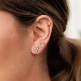 Scream Pretty Sparkling Flower Flat Back Single Stud Earring Gold Plated