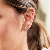 Scream Pretty Sparkling Flower Flat Back Single Stud Earring Gold Plated