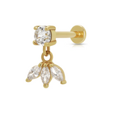 Scream Pretty Princess Flat Back Single Stud Earring Gold Plated