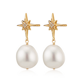 Scream Pretty Hannah Martin Sparkling Star & Pearl Drop Earrings Gold Plated