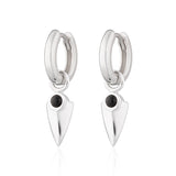 Scream Pretty Black Onyx Shield Charm Hoop Earrings