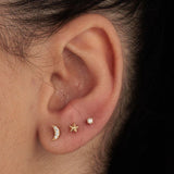 Scream Pretty Faceted Star Flat Back Single Stud Earring Gold Plated