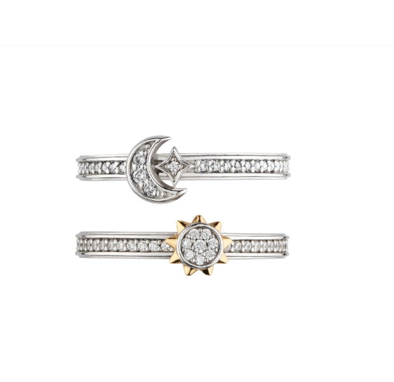 Kit Heath Céleste Sun & Moon Duo Stacking Rings