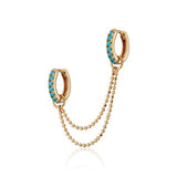 Scream Pretty Turquoise Double Chain Connector Single Stud Earring Gold Plated