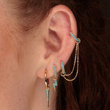 Scream Pretty Turquoise Double Chain Connector Single Stud Earring Gold Plated