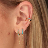 Scream Pretty Turquoise Double Chain Connector Single Stud Earring Gold Plated