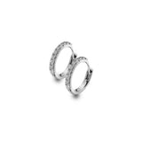 9ct White Gold Diamond Micro Claw Set Huggie Hoop Earrings 12mm