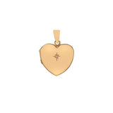 9ct Yellow Gold Diamond Star Set Puffed Heart Locket