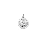St Christopher Sterling Silver Plain 10 Sided Pendant 12.5mm
