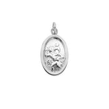 St Christopher Sterling Silver Plain Oval Pendant 20x10mm