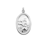 St Christopher Sterling Silver Plain Oval Pendant 24x14mm