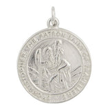 St Christopher Sterling Silver Inscribed Edge Round Pendant 21mm