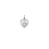 St Christopher Sterling Silver Plain Heart Shape Pendant 14x9mm