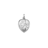 St Christopher Sterling Silver Plain Heart Shape Pendant 19x13mm