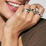 Nomination Extension Ring with Oval Blue Cubic Zirconia, Stainless Steel