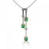 18ct White & Yellow Gold Statement Emerald Diamond Luxe Double Strand Necklace